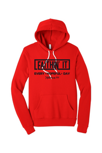 "Faithin' It" Embroidery Fleece Hoodie (Black)